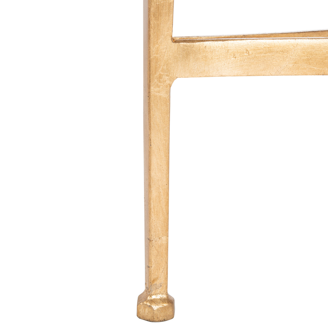 American Home Furniture Safavieh Couture Ingmar Round Antique Gold Glass Side Table