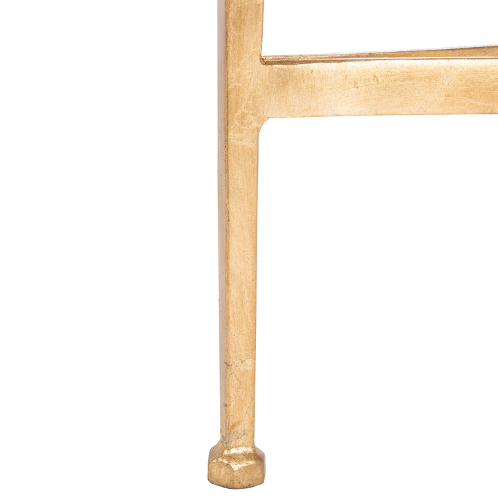 American Home Furniture Safavieh Couture Ingmar Round Antique Gold Glass Side Table