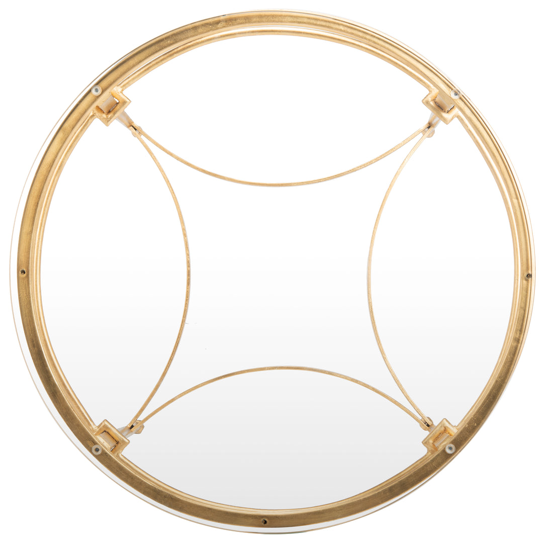 American Home Furniture Safavieh Couture Ingmar Round Antique Gold Glass Side Table