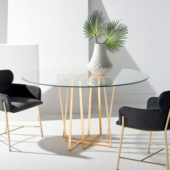 American Home Furniture Safavieh Couture Scotty Metal And Glass Dining Table