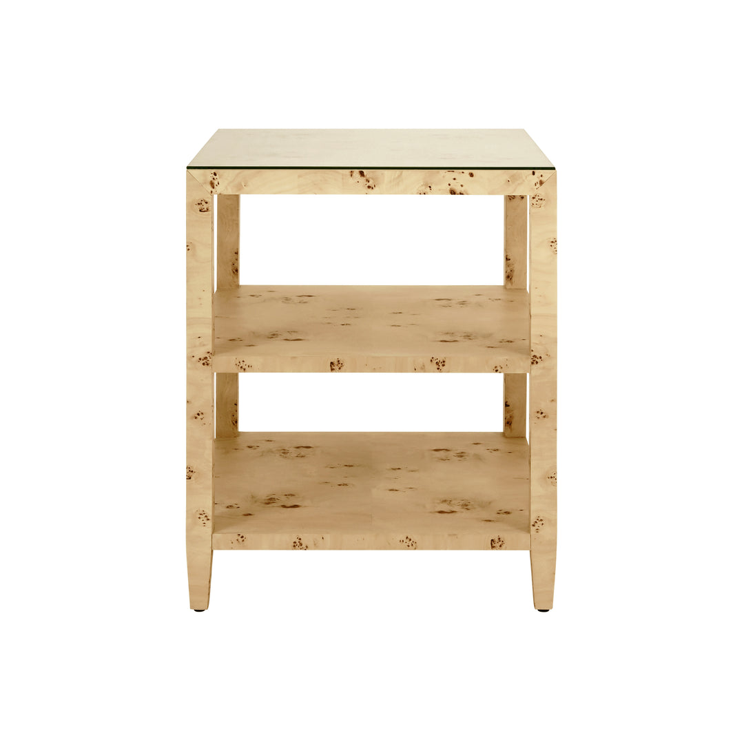 Three Tier Square Side Table In Burl Wood - AMIE BW