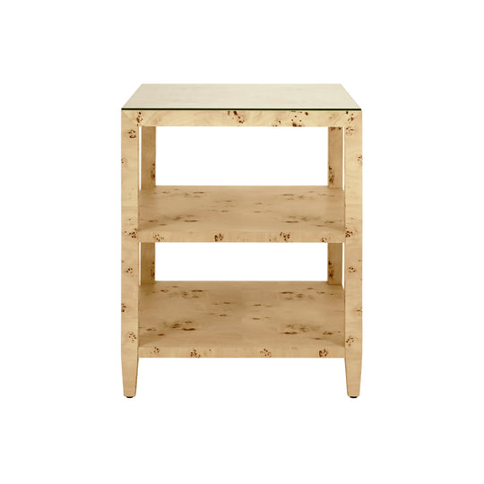 Three Tier Square Side Table In Burl Wood - AMIE BW