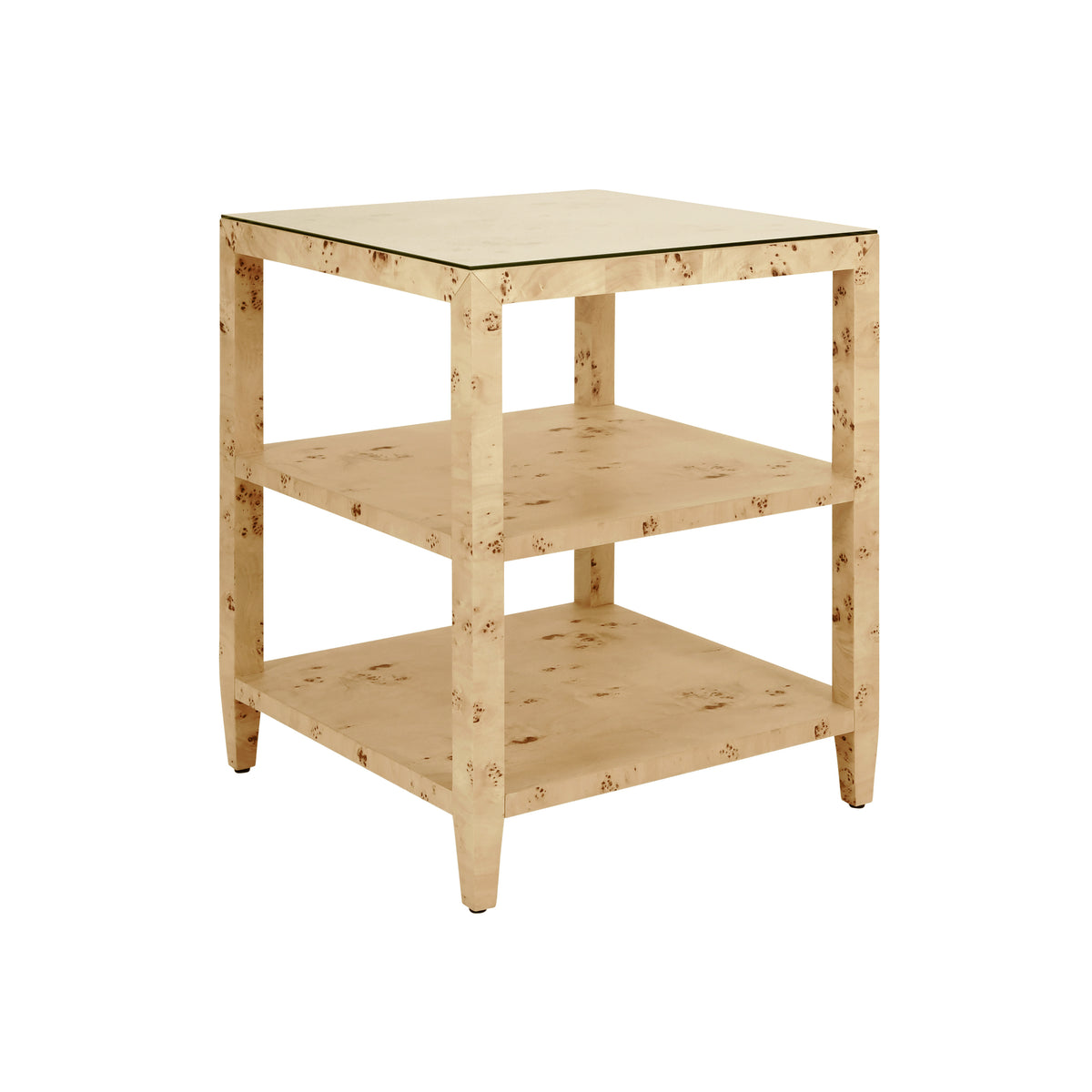 Three Tier Square Side Table In Burl Wood - AMIE BW