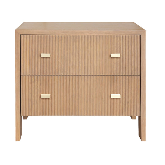 Two Drawer Side Table With Fluted Detail In Natural Oak - ANDRE NO