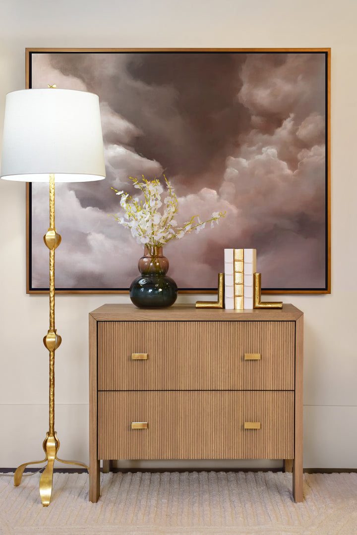 Two Drawer Side Table With Fluted Detail In Natural Oak - ANDRE NO