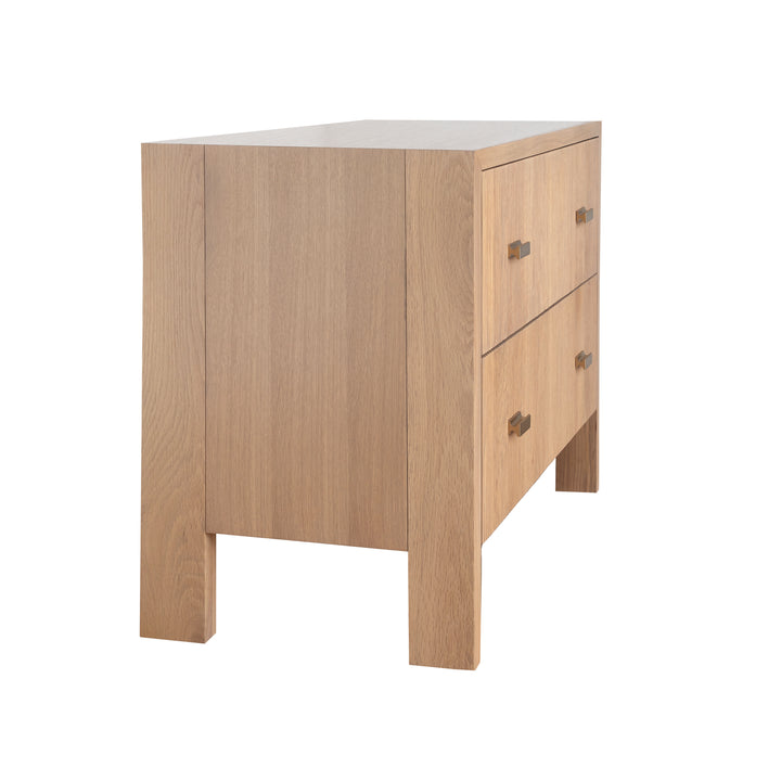 Two Drawer Side Table With Fluted Detail In Natural Oak - ANDRE NO