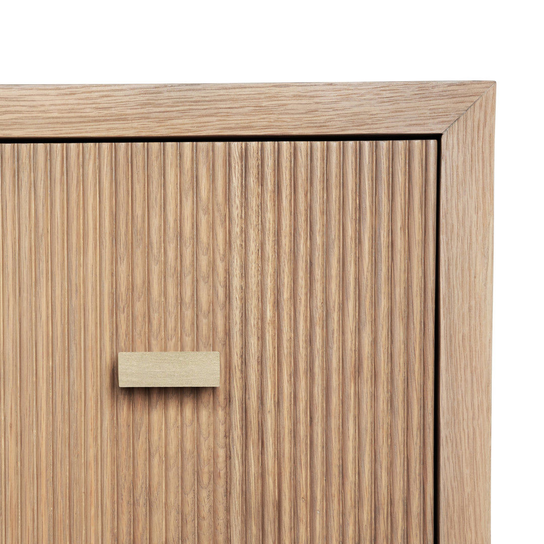 Two Drawer Side Table With Fluted Detail In Natural Oak - ANDRE NO