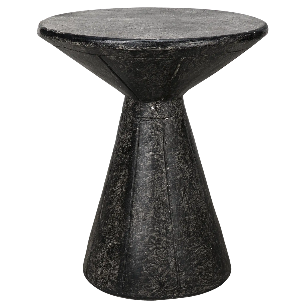 American Home Furniture | Noir - Pedestal Side Table, Black Fiber Cement