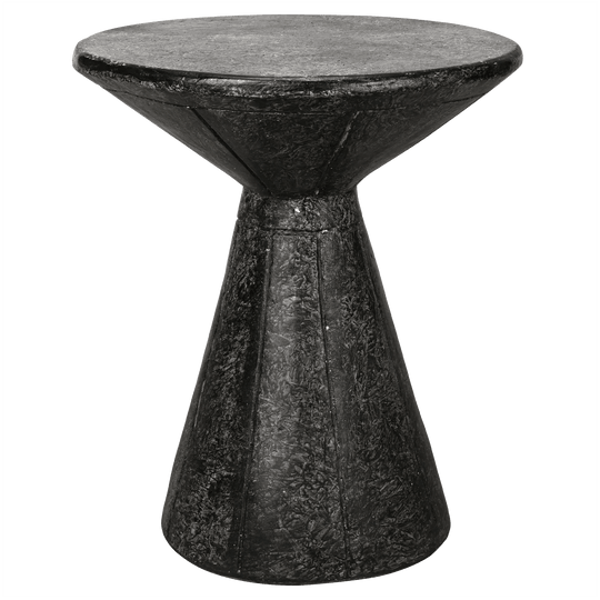 Noir Pedestal Side Table, Black Fiber Cement ACCENT TABLES