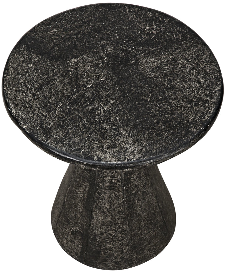 American Home Furniture | Noir - Pedestal Side Table, Black Fiber Cement