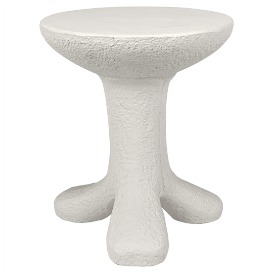 Noir Laramy Side Table, White Fiber Cement ACCENT TABLES