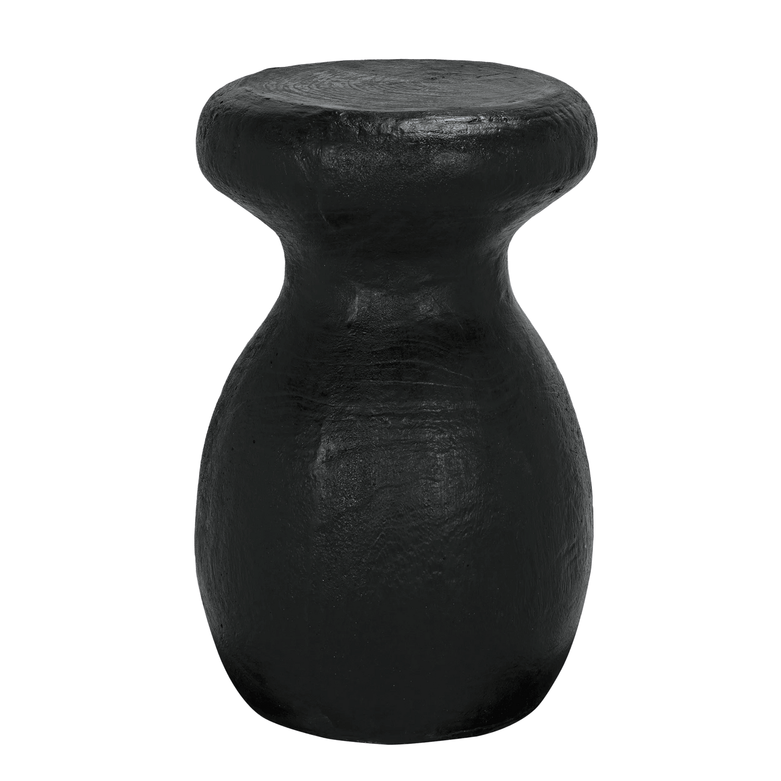 Noir Samson Stool/Side Table, Black Burnt Resin ACCENT TABLES