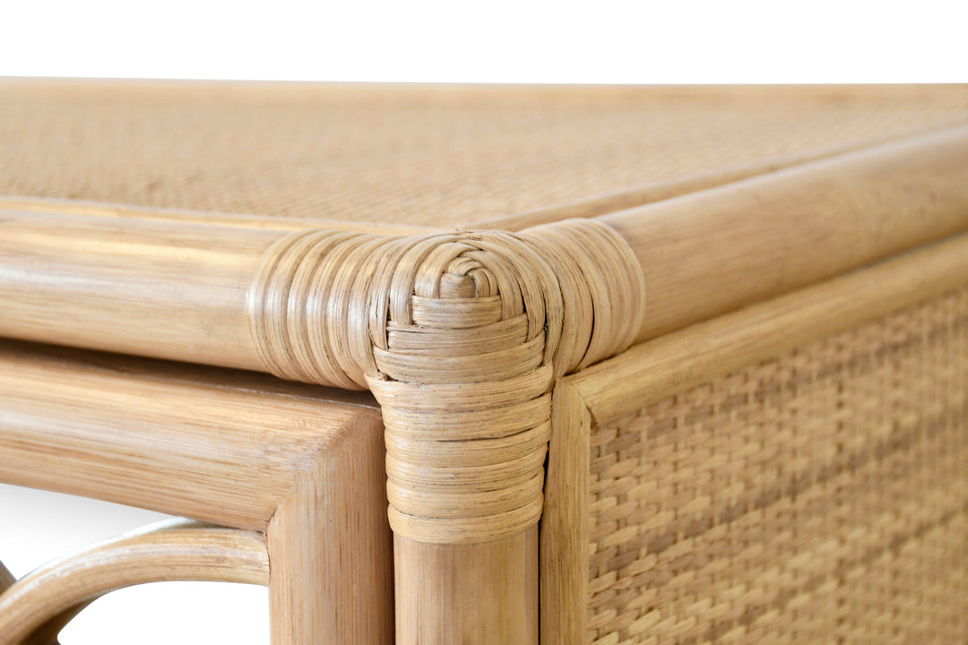 Three Door Decorative Mirror Front Buffet In Natural Rattan - ARIA NAT