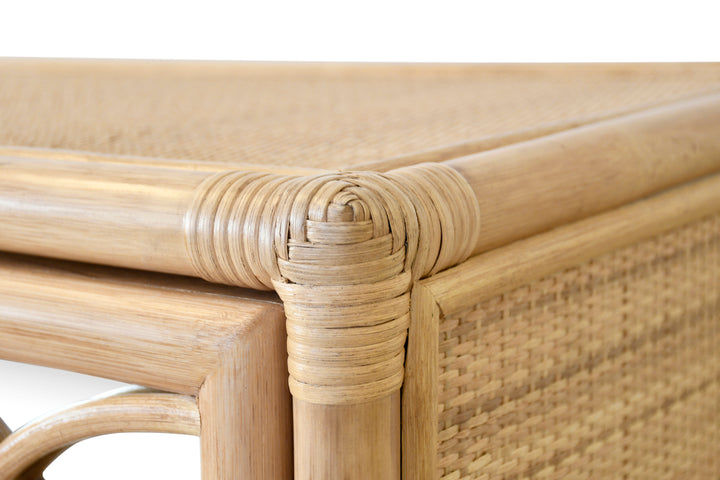 Three Door Decorative Mirror Front Buffet In Natural Rattan - ARIA NAT