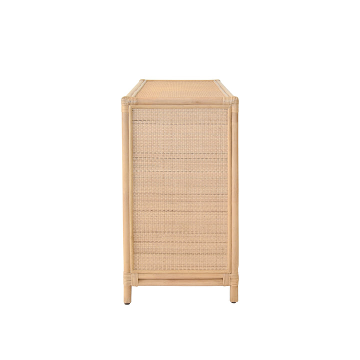 Three Door Decorative Mirror Front Buffet In Natural Rattan - ARIA NAT