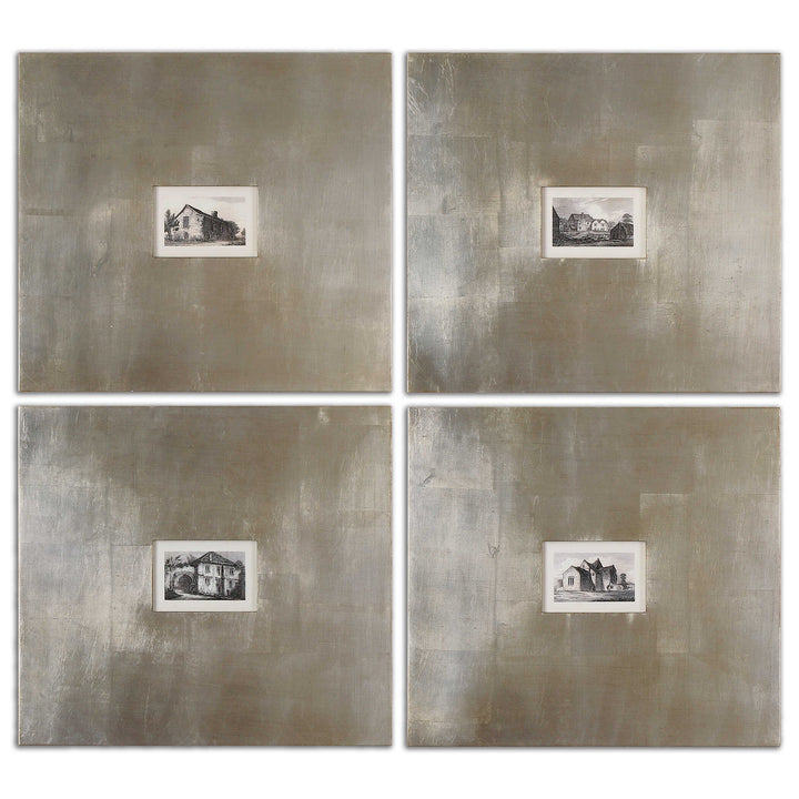 American Home Furniture Uttermost Historical Buildings Framed Art Set/4