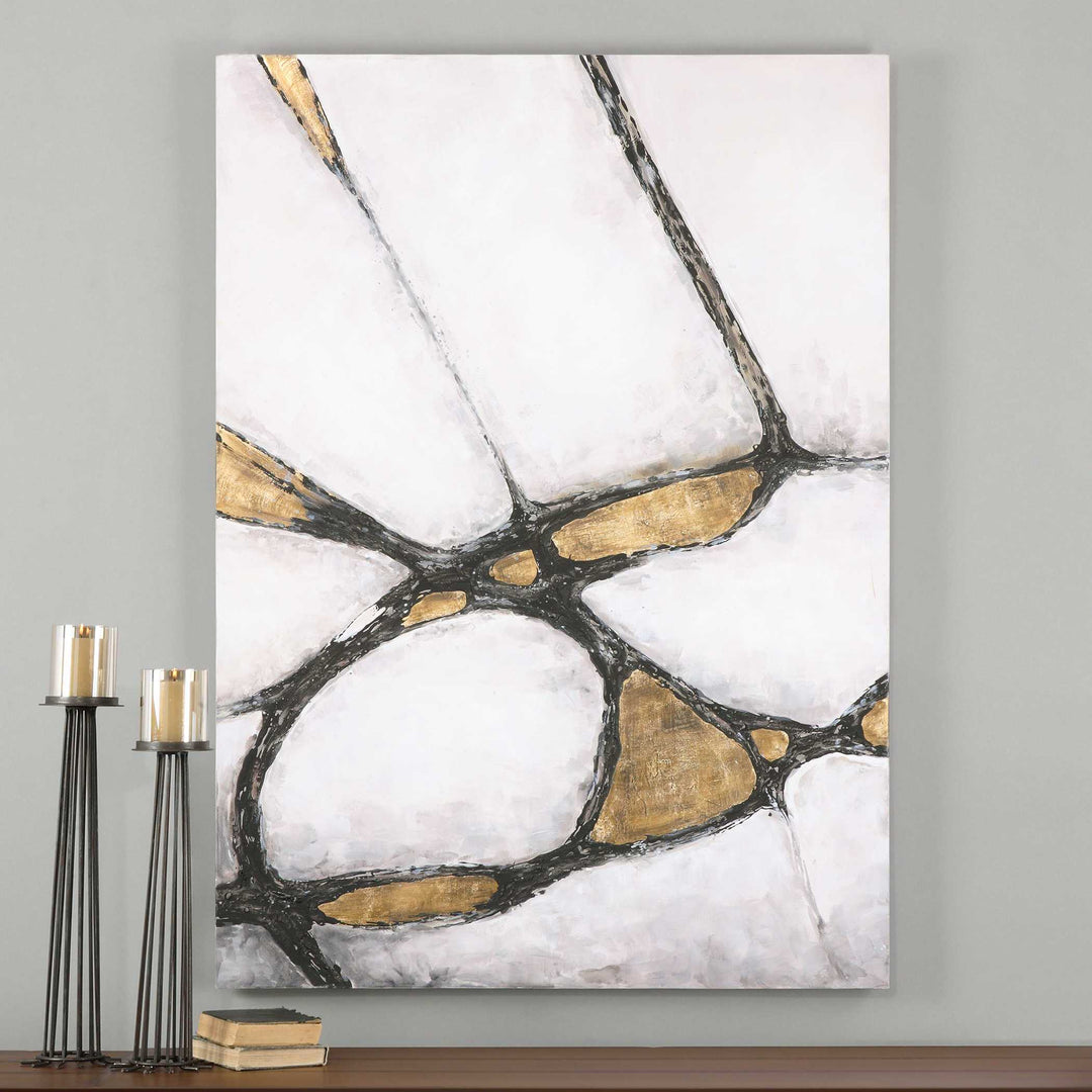 American Home Furniture Uttermost Abstract Art In Gold And Black