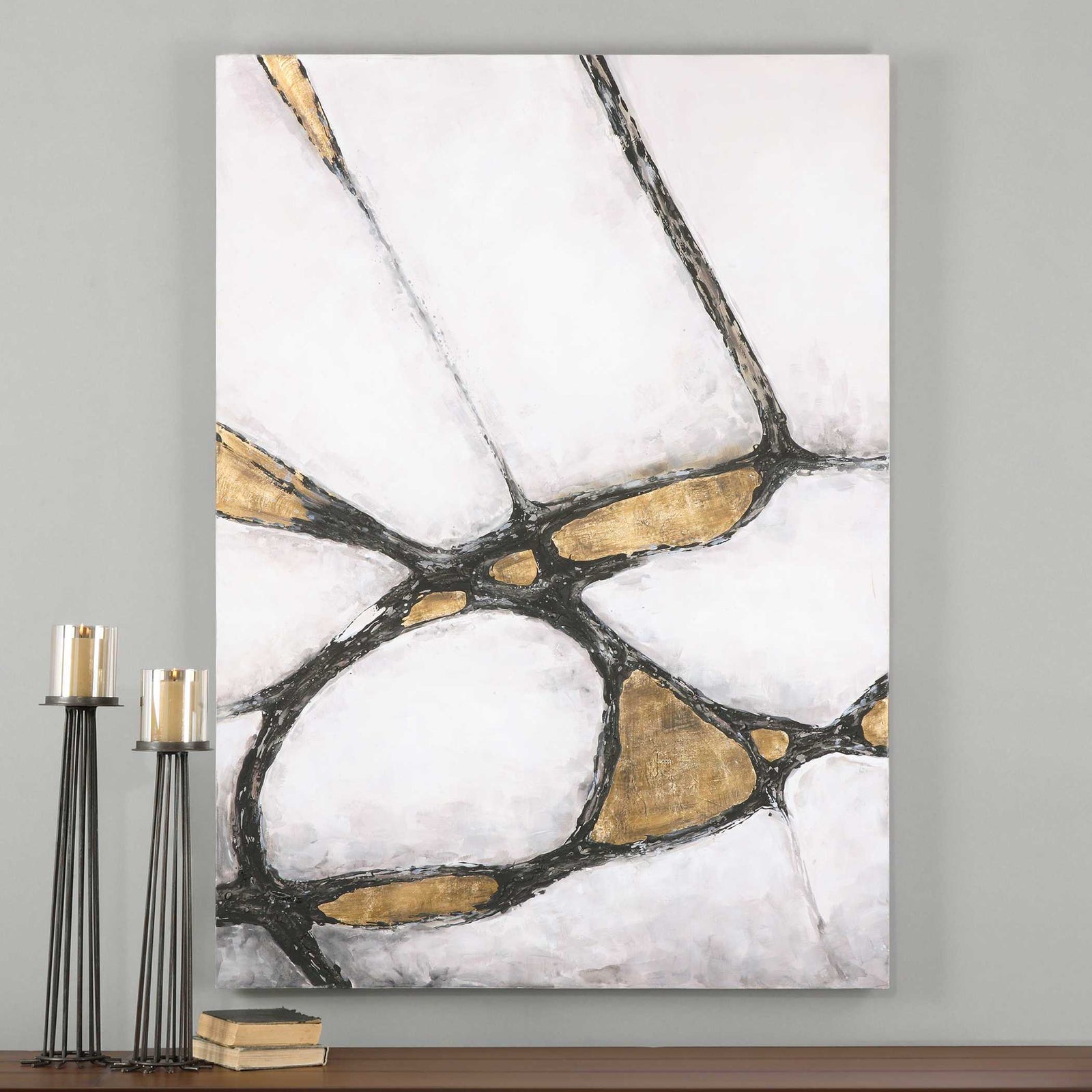 American Home Furniture Uttermost Abstract Art In Gold And Black