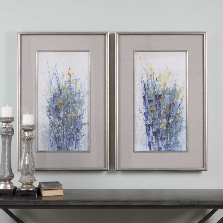 American Home Furniture Uttermost Indigo Florals Framed Art S/2