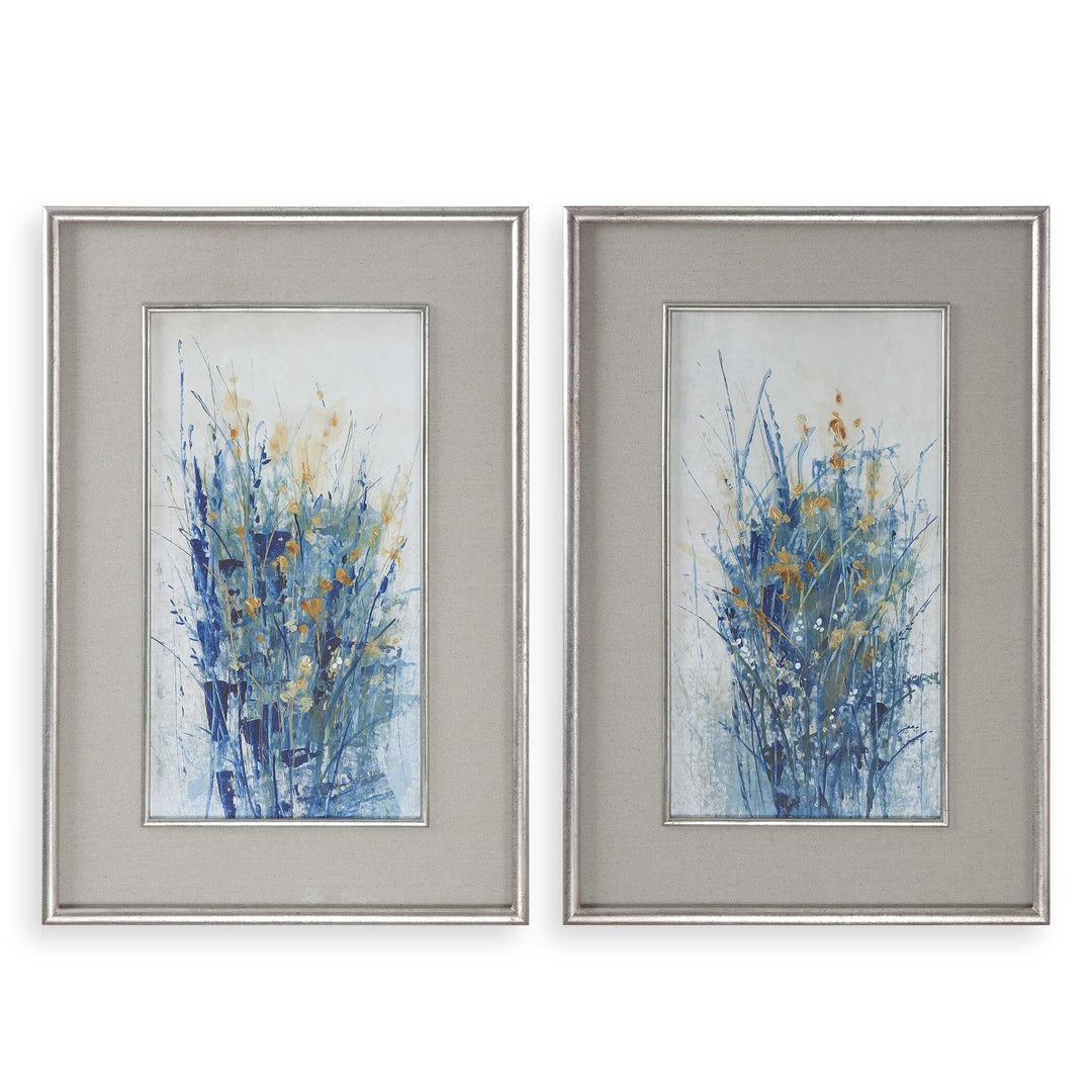 American Home Furniture Uttermost Indigo Florals Framed Art S/2