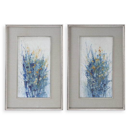 American Home Furniture Uttermost Indigo Florals Framed Art S/2
