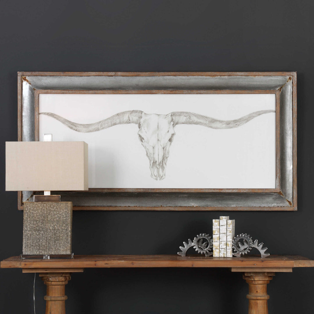 American Home Furniture Uttermost Western Skull Mount Print