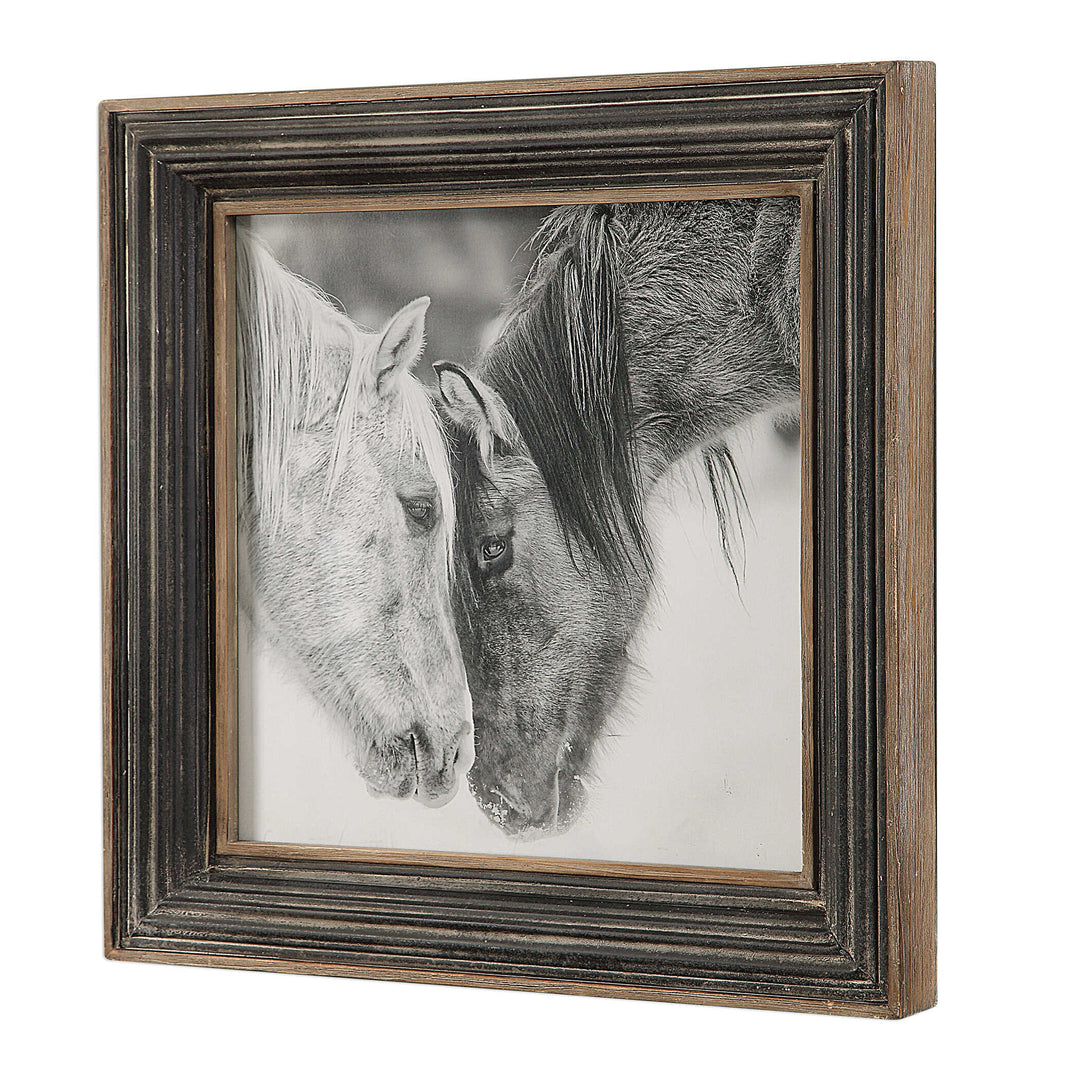 American Home Furniture Uttermost Custom Black and White Horses Print
