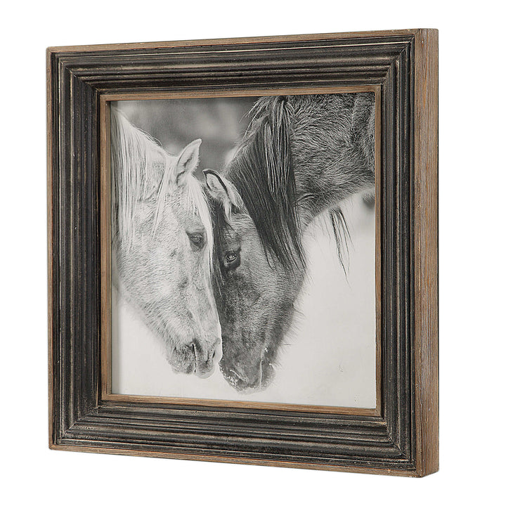 American Home Furniture Uttermost Custom Black and White Horses Print