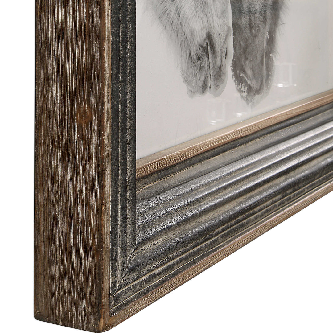 American Home Furniture Uttermost Custom Black and White Horses Print
