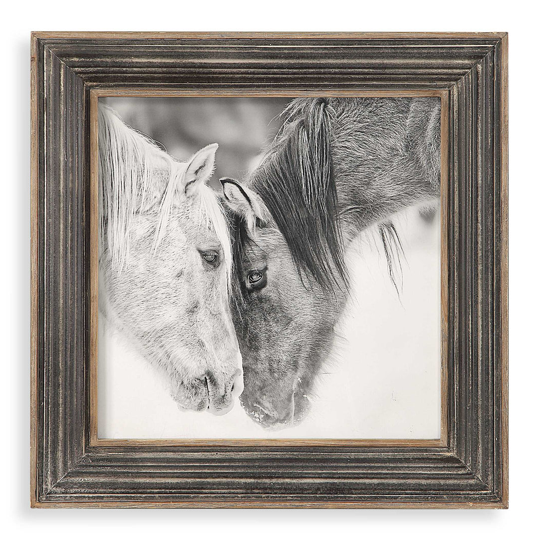 American Home Furniture Uttermost Custom Black and White Horses Print