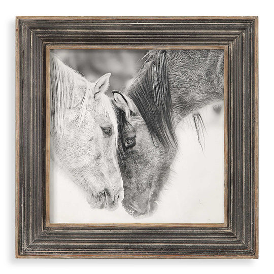 American Home Furniture Uttermost Custom Black and White Horses Print