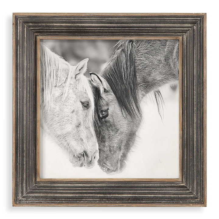American Home Furniture Uttermost Custom Black and White Horses Print