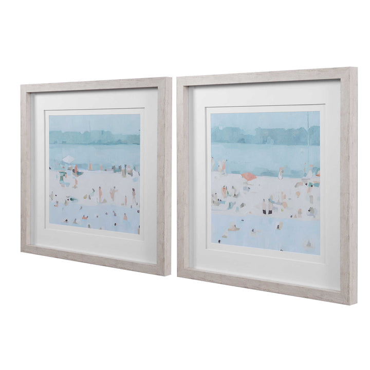 American Home Furniture Uttermost Sea Glass Sandbar Framed Prints, Set/2