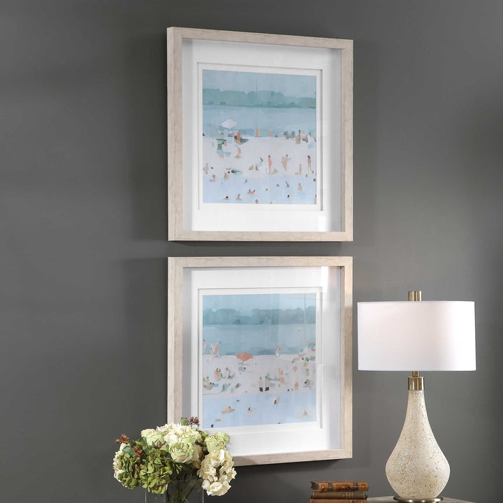 American Home Furniture Uttermost Sea Glass Sandbar Framed Prints, Set/2