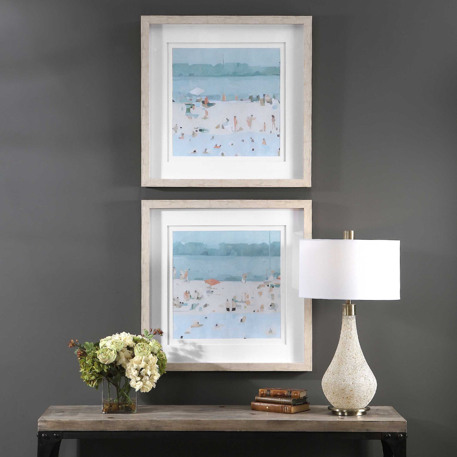 American Home Furniture Uttermost Sea Glass Sandbar Framed Prints, Set/2