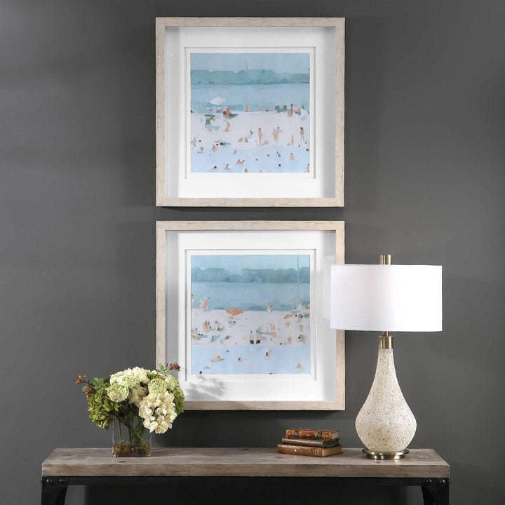 American Home Furniture Uttermost Sea Glass Sandbar Framed Prints, Set/2
