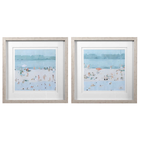 American Home Furniture Uttermost Sea Glass Sandbar Framed Prints, Set/2