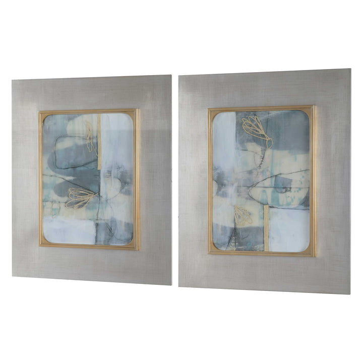 American Home Furniture Uttermost Gilded Whimsy Abstract Prints, Set of 2