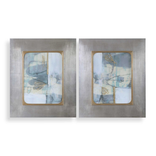 American Home Furniture Uttermost Gilded Whimsy Abstract Prints, Set of 2