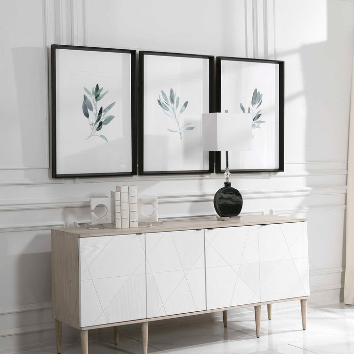 American Home Furniture Uttermost Simple Sage Watercolor Prints, Set of 3