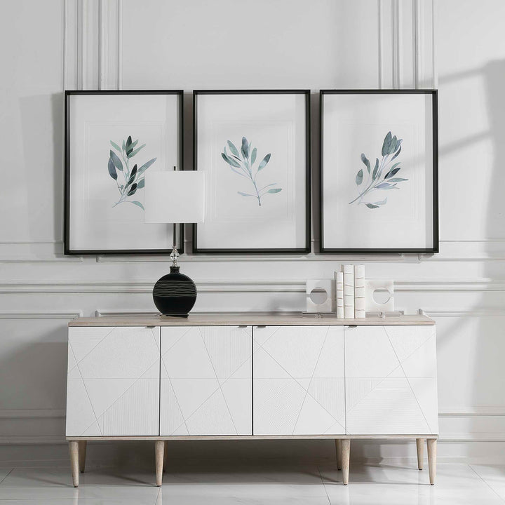 American Home Furniture Uttermost Simple Sage Watercolor Prints, Set of 3