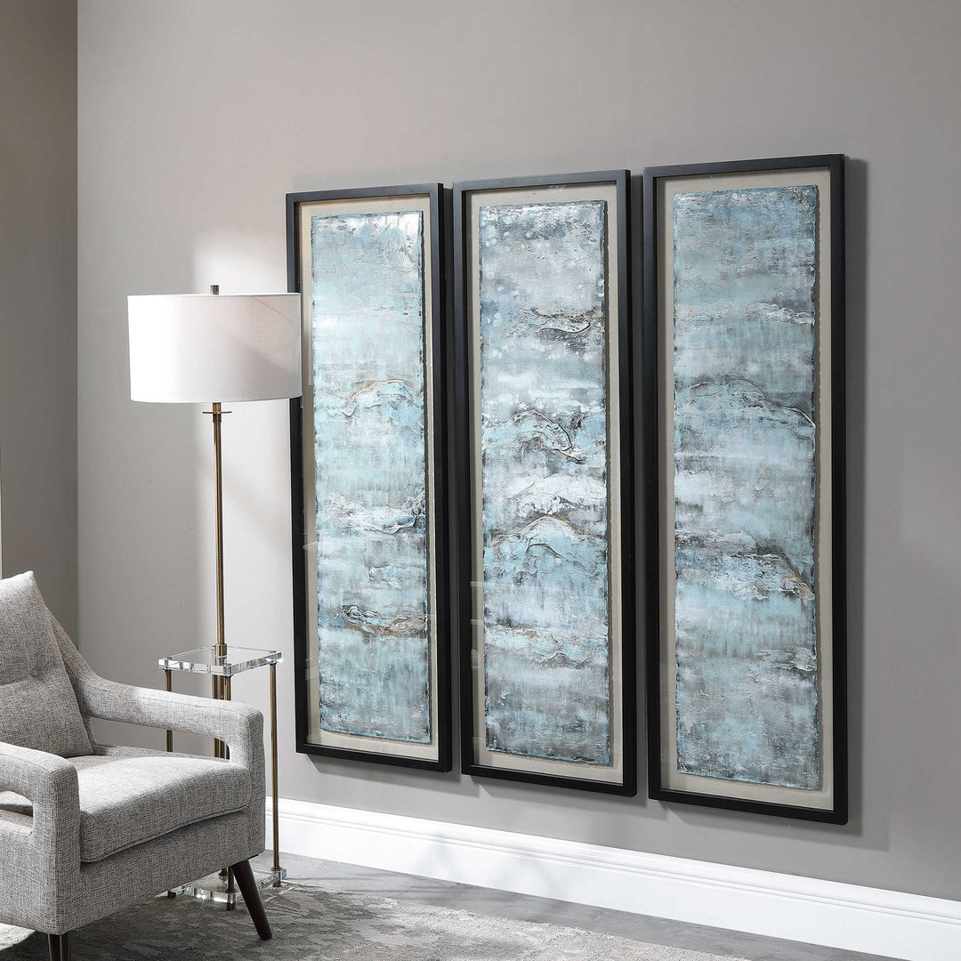 American Home Furniture Uttermost Ocean Swell Painted Metal Art, S/3, 3 Cartons