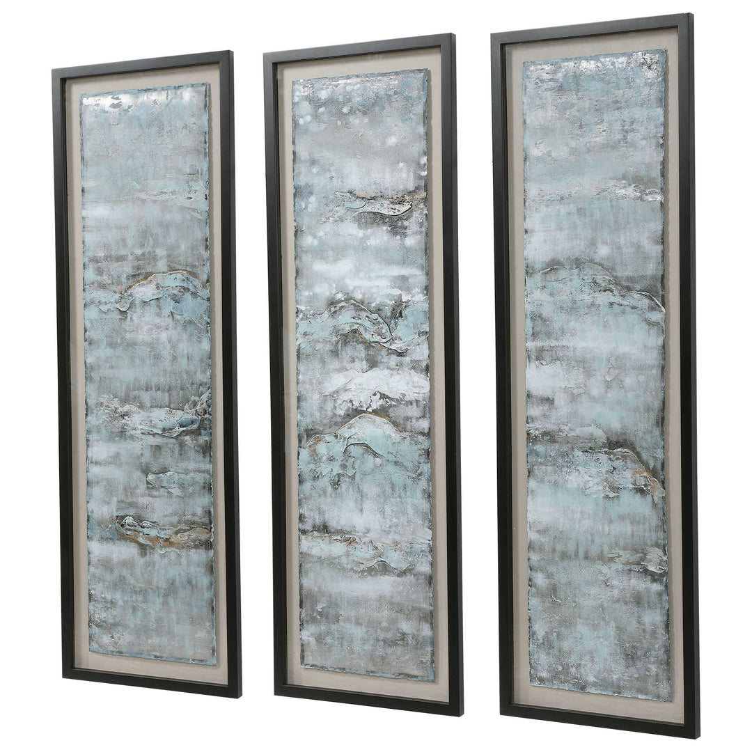 American Home Furniture Uttermost Ocean Swell Painted Metal Art, S/3, 3 Cartons