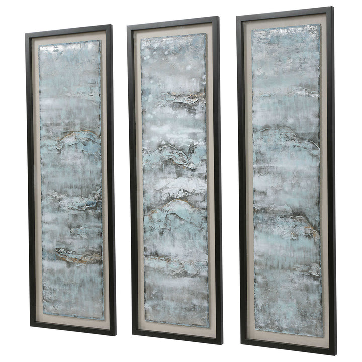 American Home Furniture Uttermost Ocean Swell Painted Metal Art, S/3, 3 Cartons