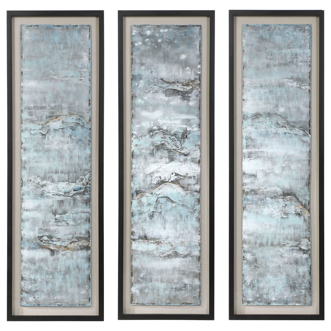 American Home Furniture Uttermost Ocean Swell Painted Metal Art, S/3, 3 Cartons