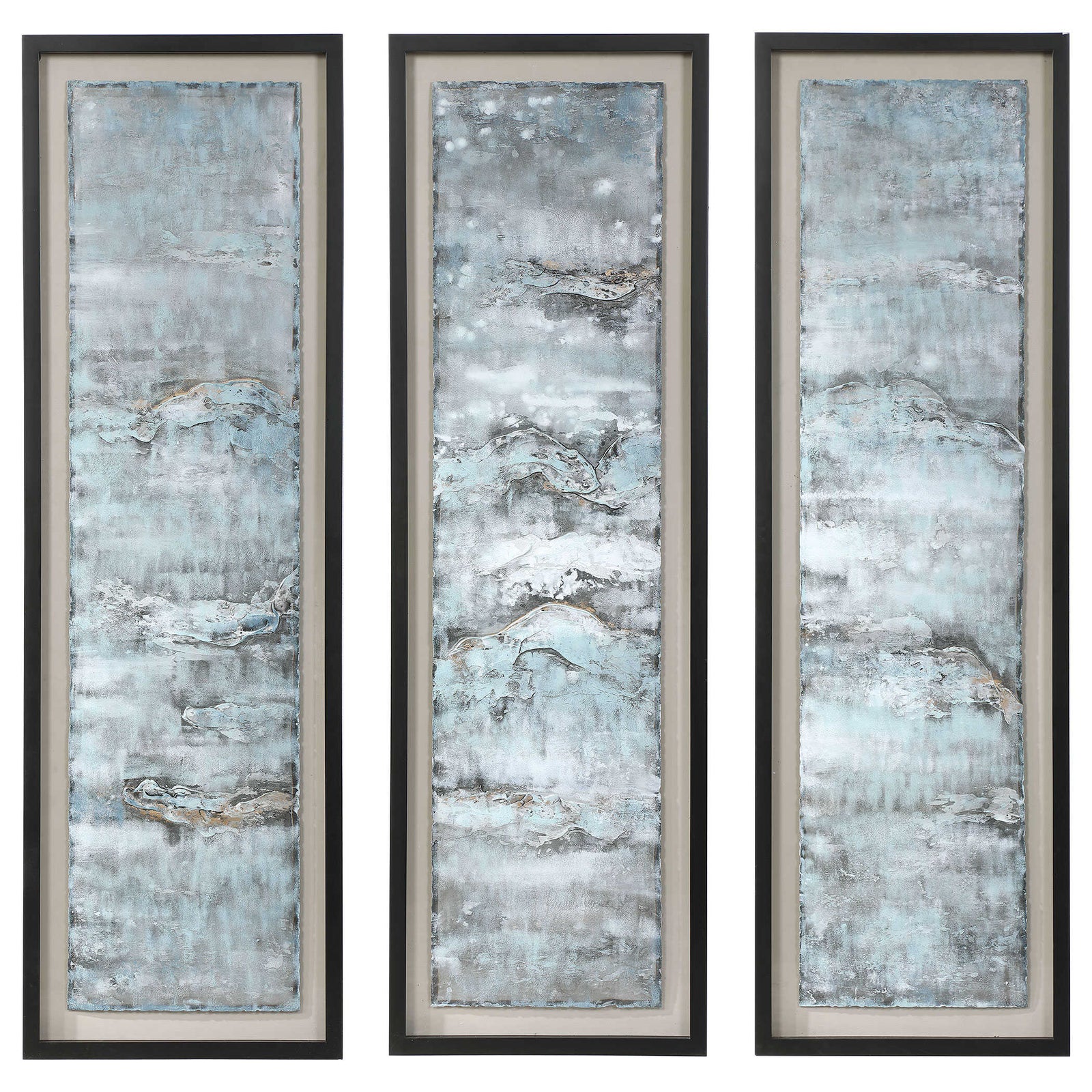 American Home Furniture Uttermost Ocean Swell Painted Metal Art, S/3, 3 Cartons