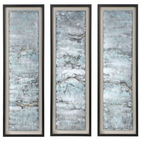 American Home Furniture Uttermost Ocean Swell Painted Metal Art, S/3, 3 Cartons