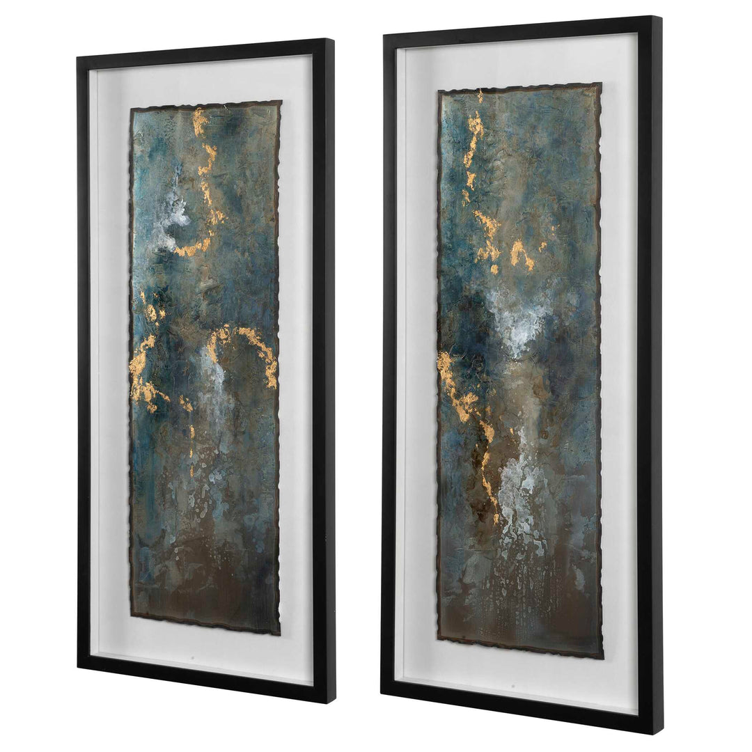 American Home Furniture Uttermost Glimmering Agate Abstract Prints, Set of 2