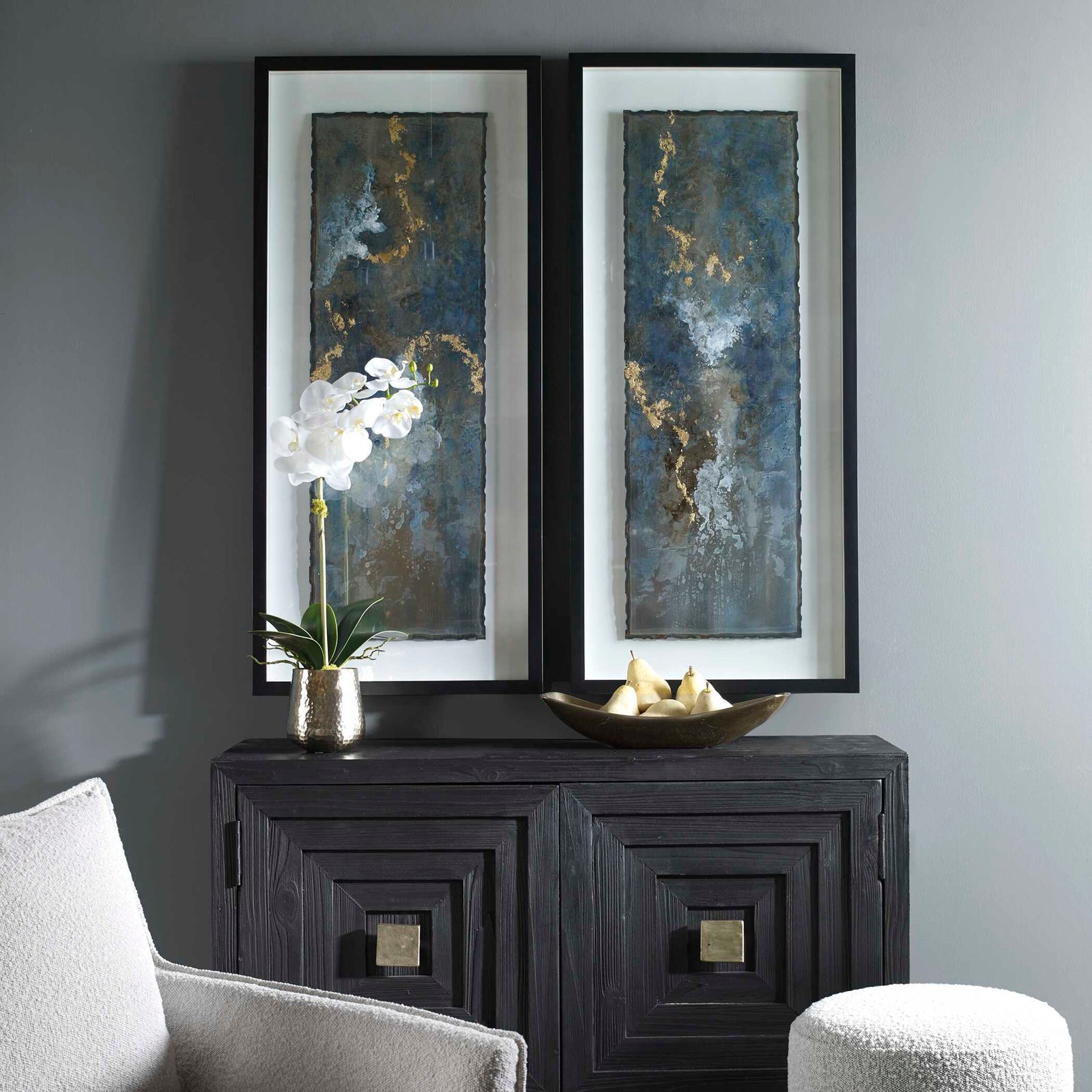 American Home Furniture Uttermost Glimmering Agate Abstract Prints, Set of 2