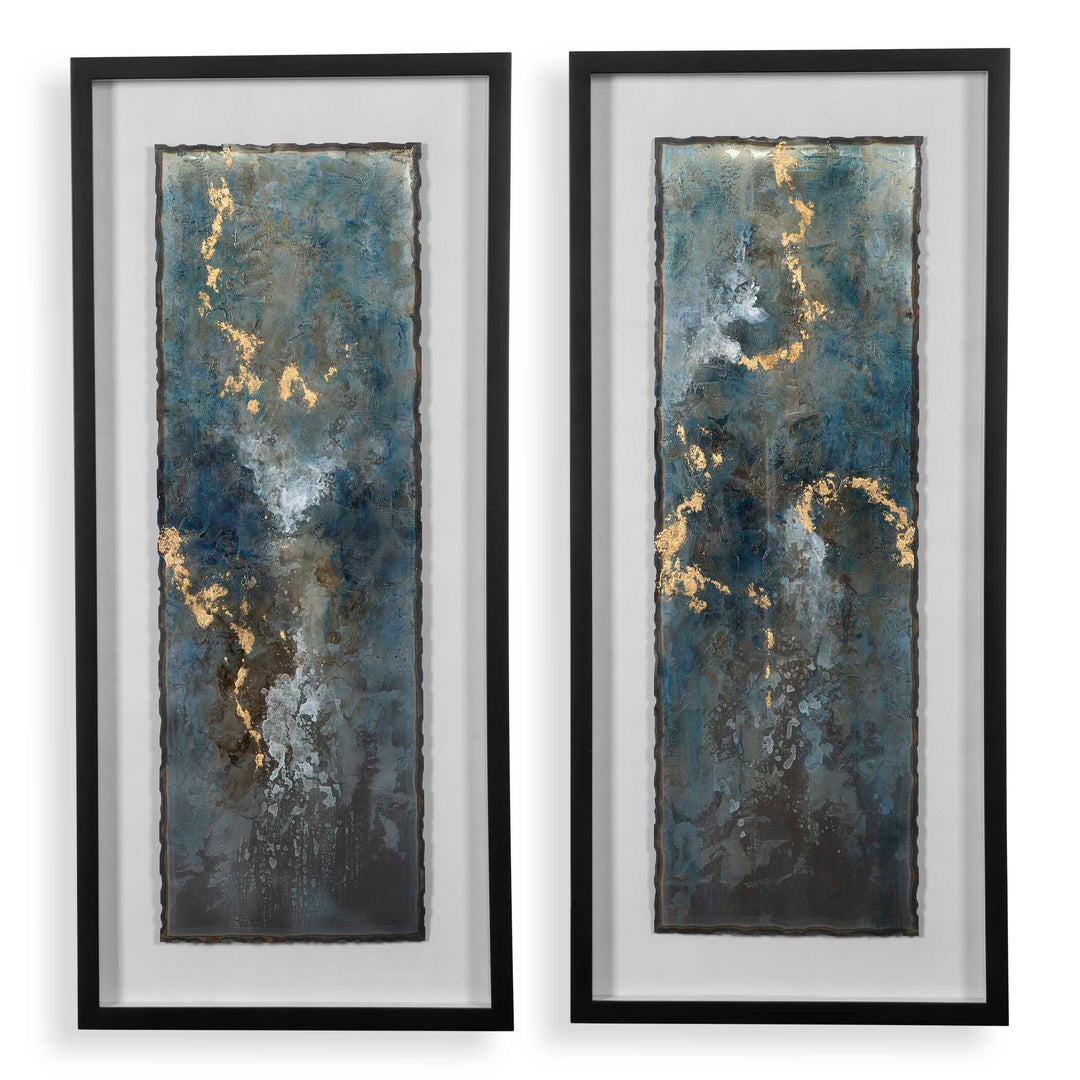 American Home Furniture Uttermost Glimmering Agate Abstract Prints, Set of 2